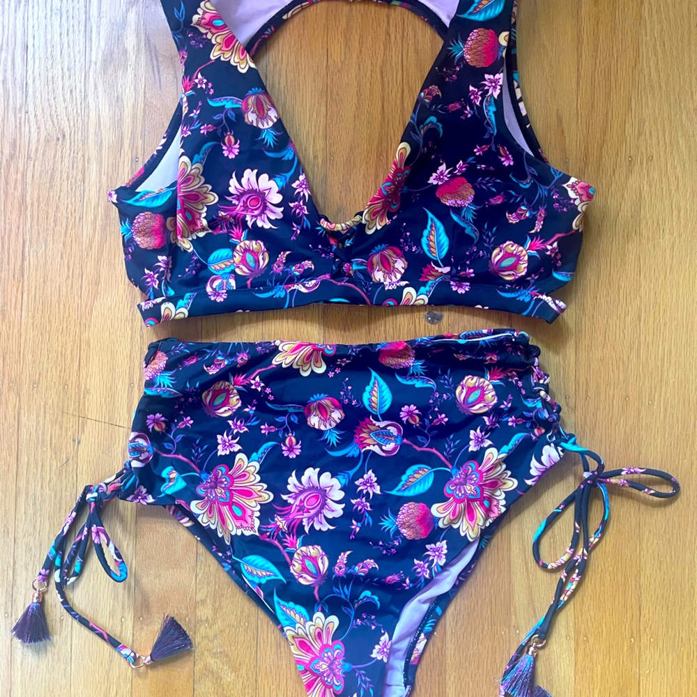 Nanette Lepore Vibrant Floral Bikini - Navy and Pink
